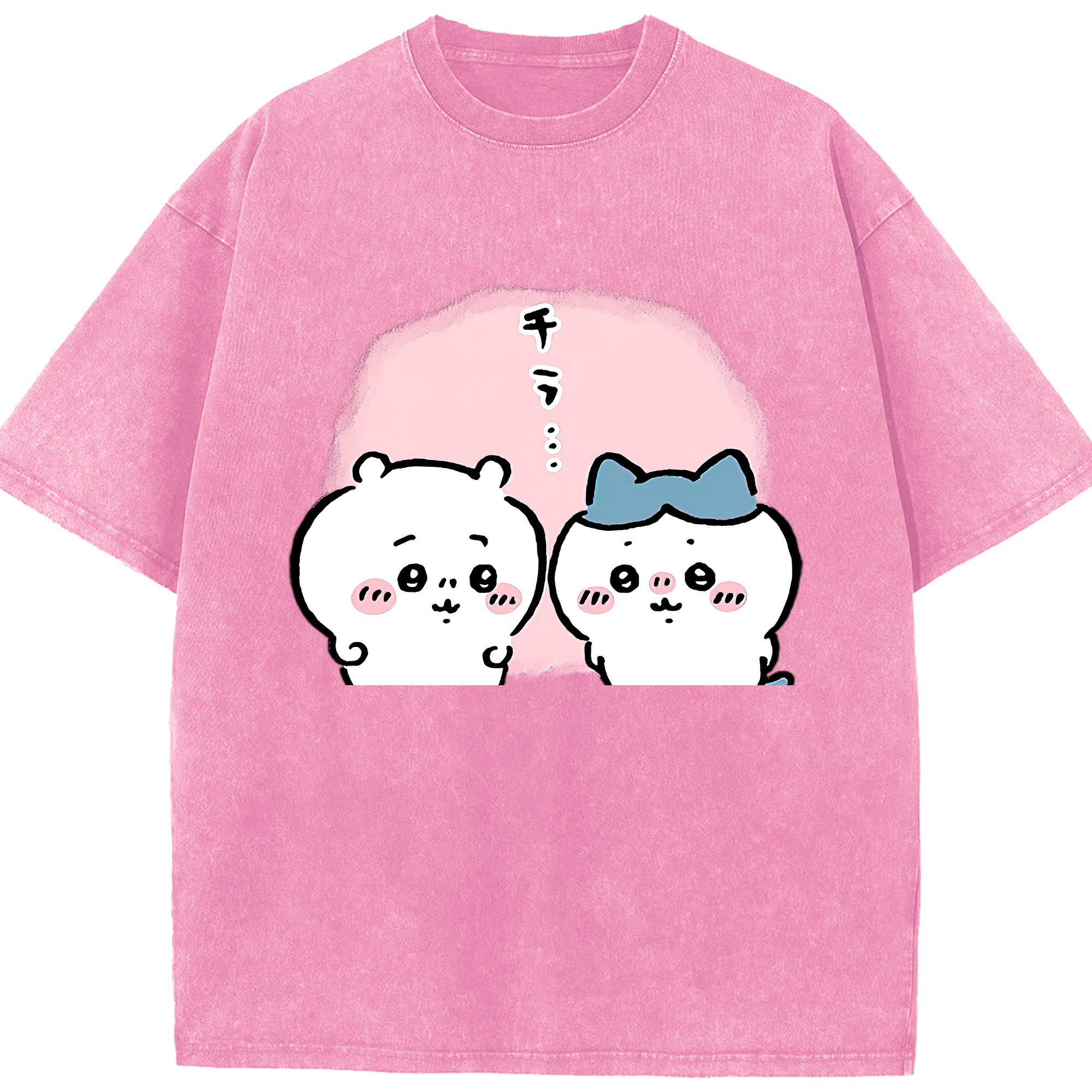 （画像用） ちいかわ ハチワレ Chii-kawa hachiware 綿100% ヴィンテージ風 半袖Tシャツ（フロントプリント）